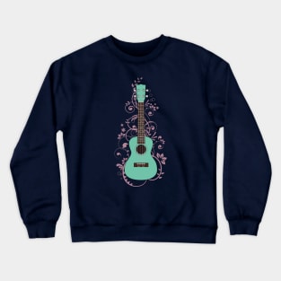 Surf Green Ukulele Flowering Vines Crewneck Sweatshirt